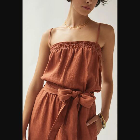 Cloth and Stone Smocked Wide-Leg Jumpsuit - Size Large - NEW - Picture 2 of 4